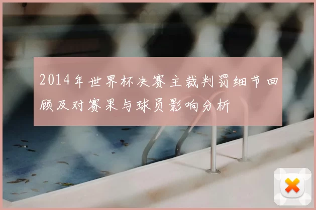2014年世界杯决赛主裁判罚细节回顾及对赛果与球员影响分析